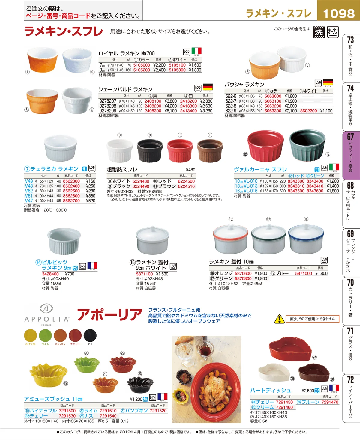 EBM業務用厨房用品カタログvol.19・ページ番号1098・ビュッフェ関連