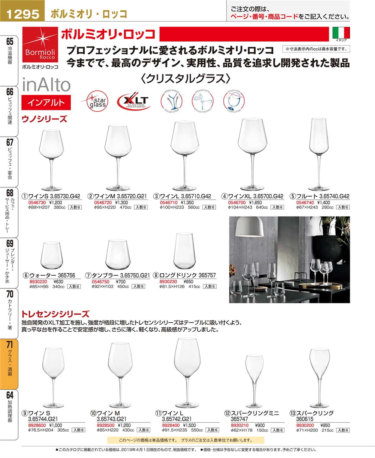 EBM業務用厨房用品カタログvol.19・ページ番号1295・グラス・酒器