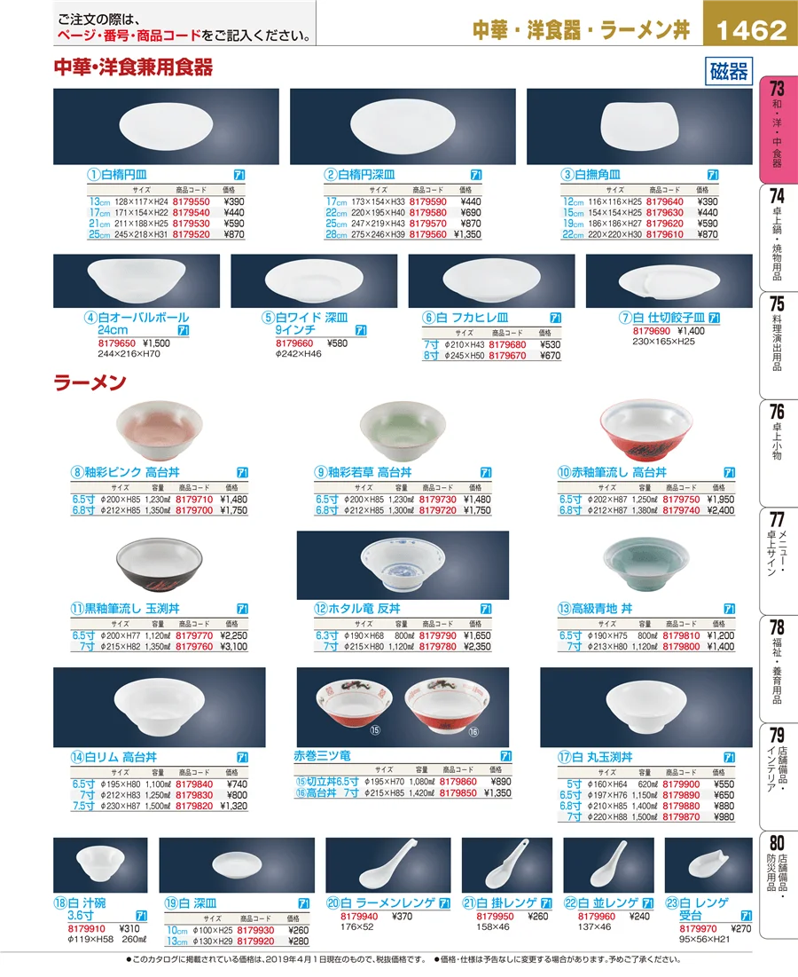 和・洋・中 食器 ページ1462