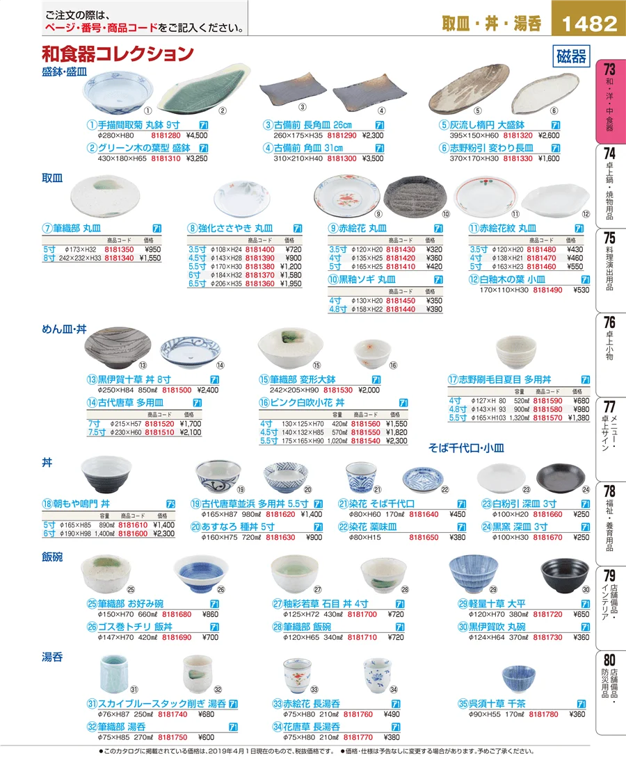 和・洋・中 食器 ページ1482