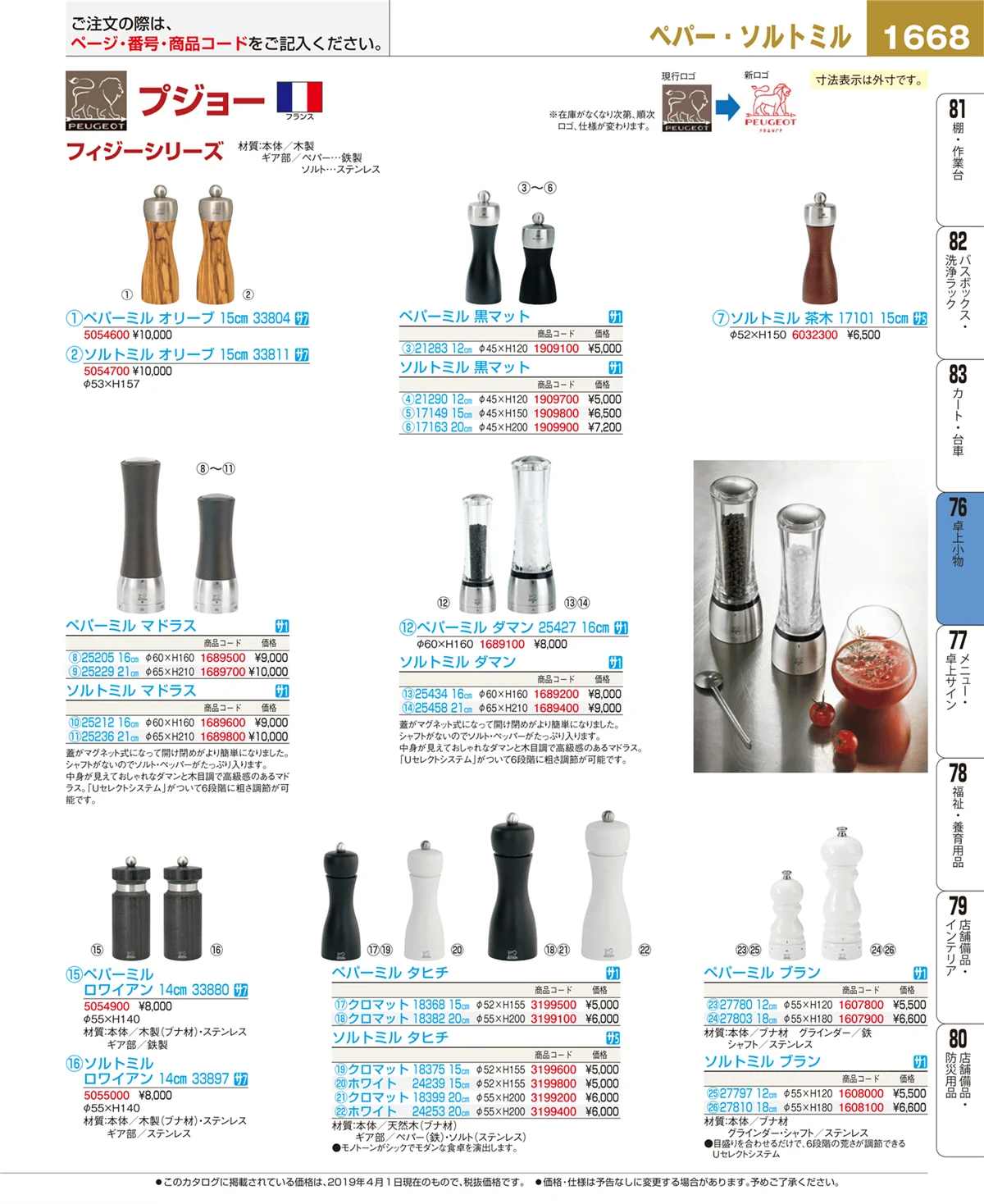 EBM業務用厨房用品カタログvol.19・ページ番号1668・卓上小物