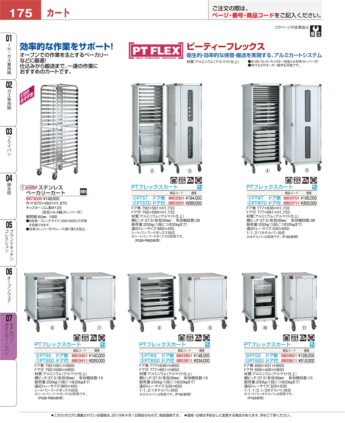 EBM業務用厨房用品カタログvol.19・ページ番号175・ホテルパン・ガストロノームパン