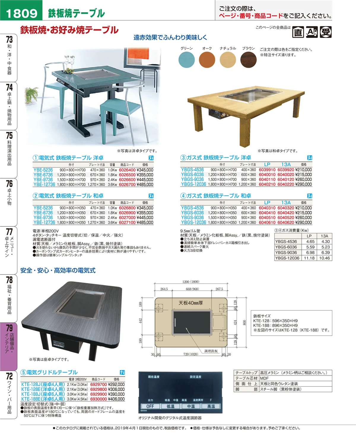 EBM業務用厨房用品カタログvol.19・ページ番号1809・店舗備品・インテリア