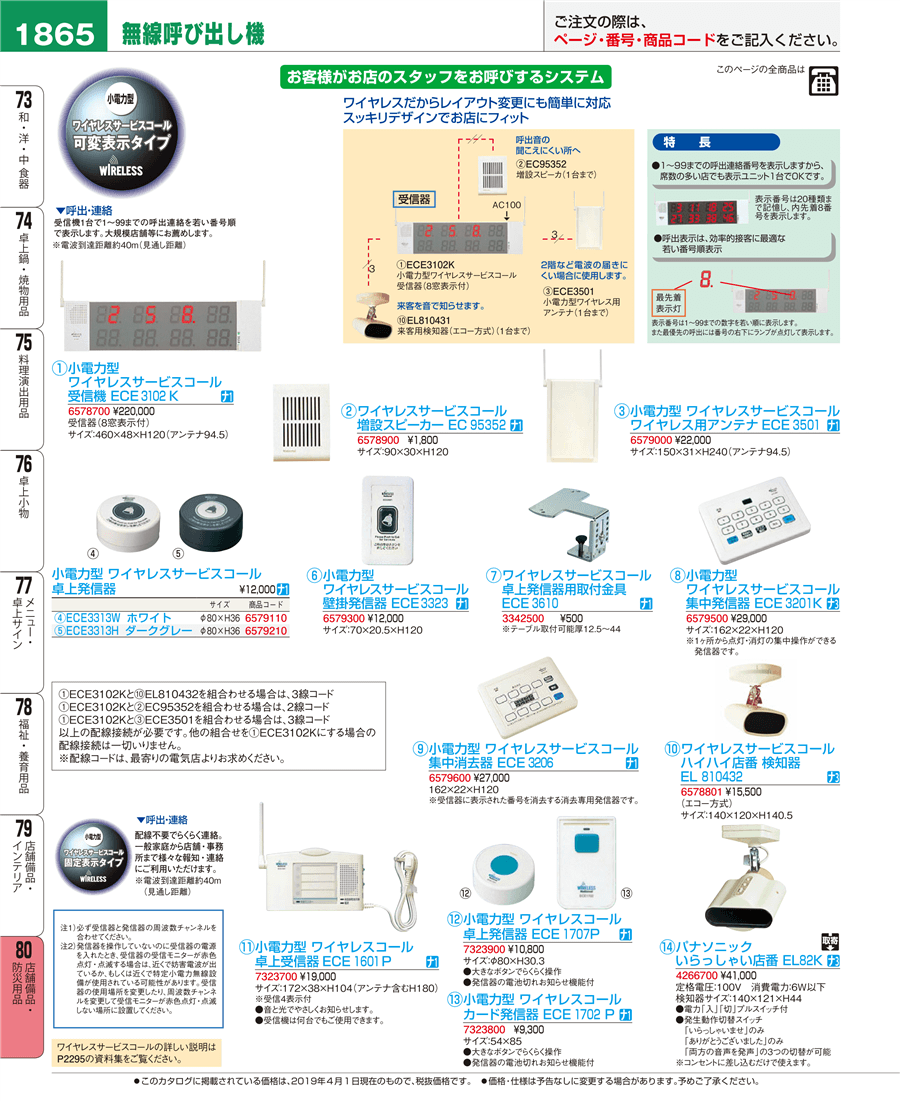 No.e19-6578801ﾜｲﾔﾚｽｻｰﾋﾞｽｺｰﾙ ハイハイ店番 検知器 ＥＬ８１０４３２