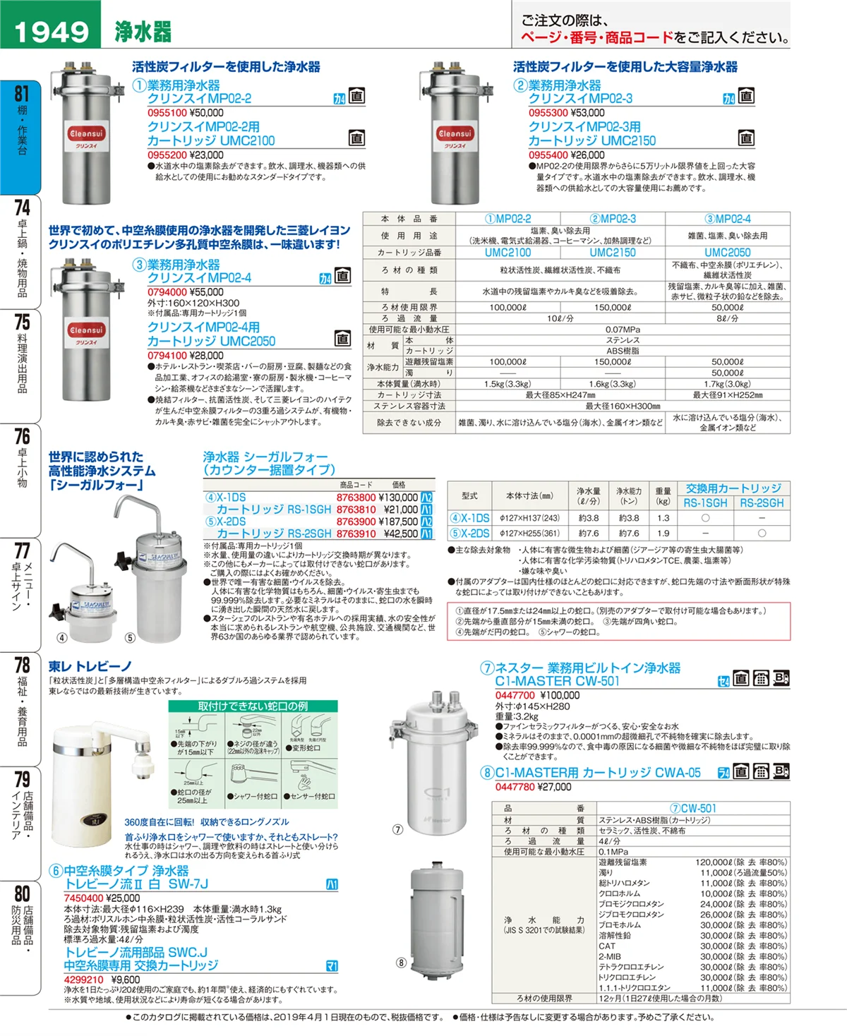 EBM業務用厨房用品カタログvol.19・ページ番号1949・棚・作業台