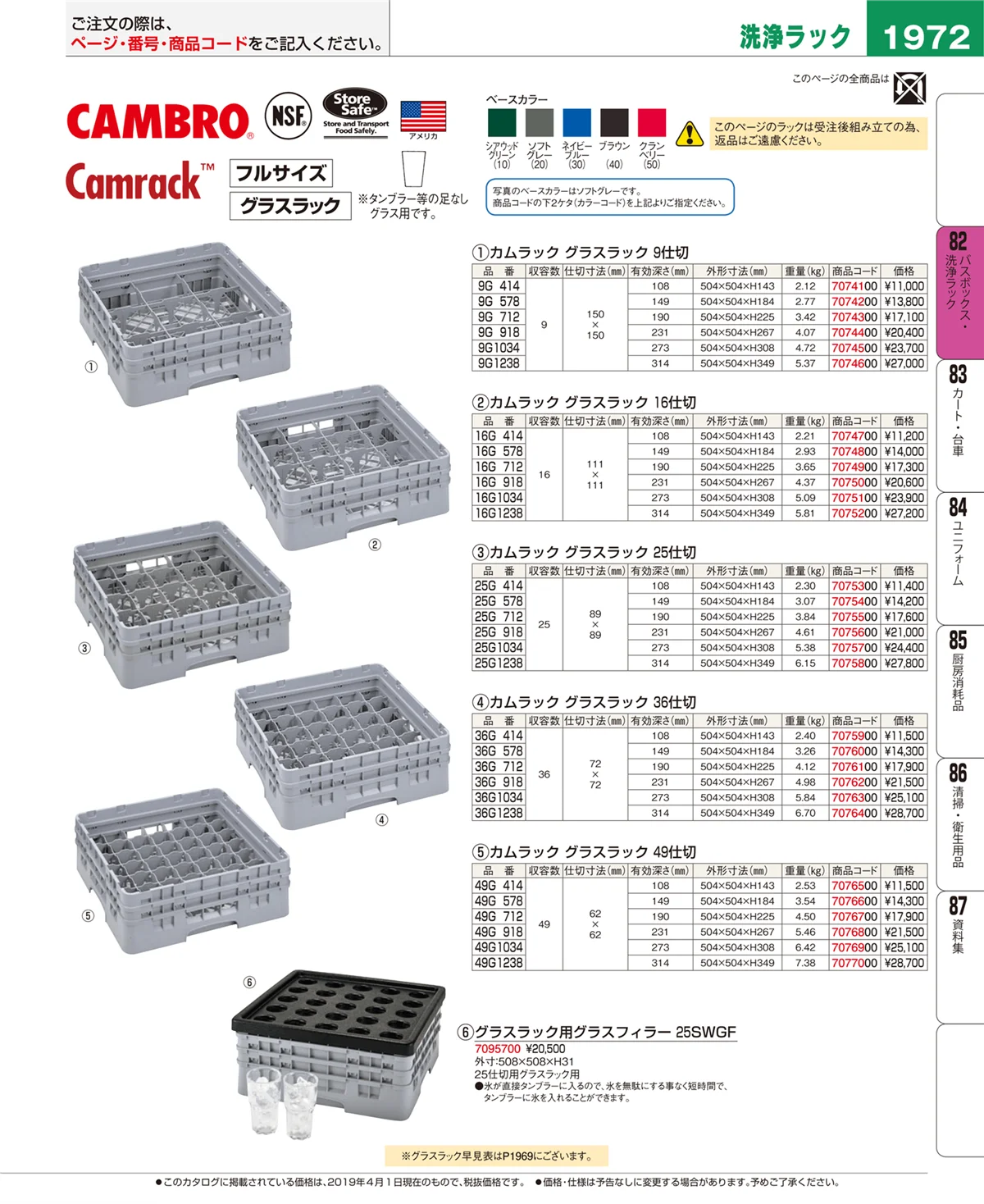 EBM業務用厨房用品カタログvol.19・ページ番号1972・バスボックス・洗浄ラック