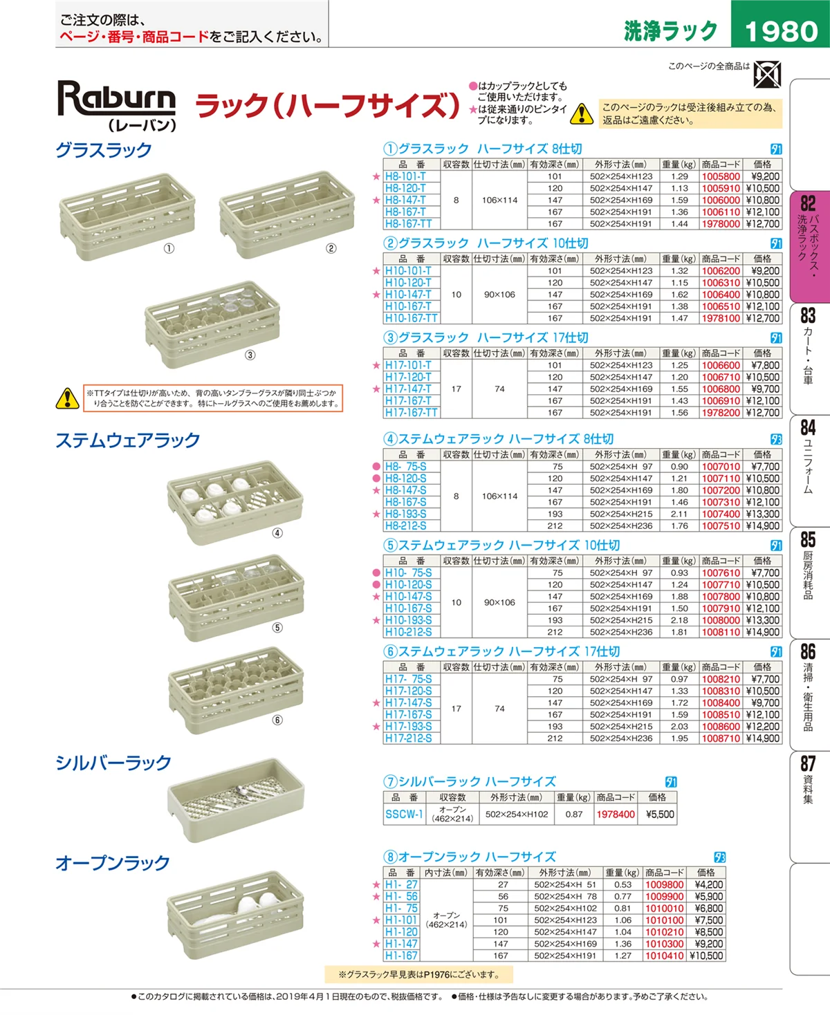EBM業務用厨房用品カタログvol.19・ページ番号1980・バスボックス・洗浄ラック