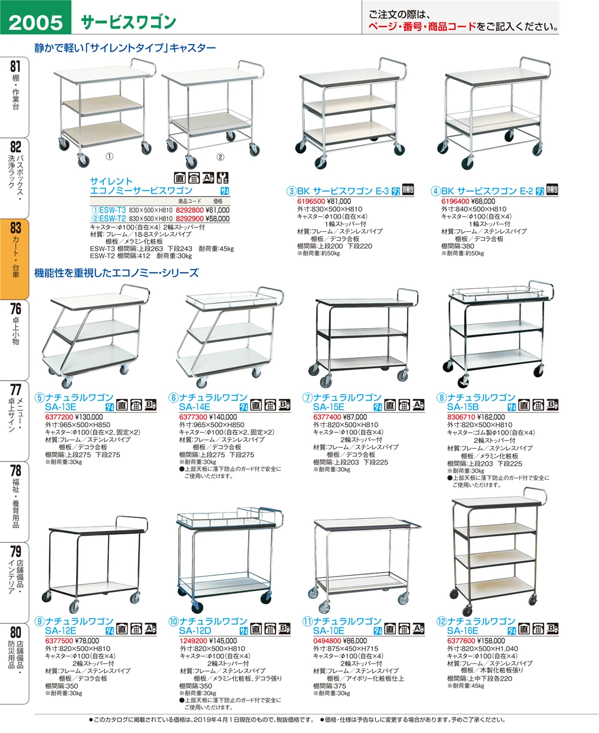 EBM業務用厨房用品カタログvol.19・ページ番号2005・カート・台車