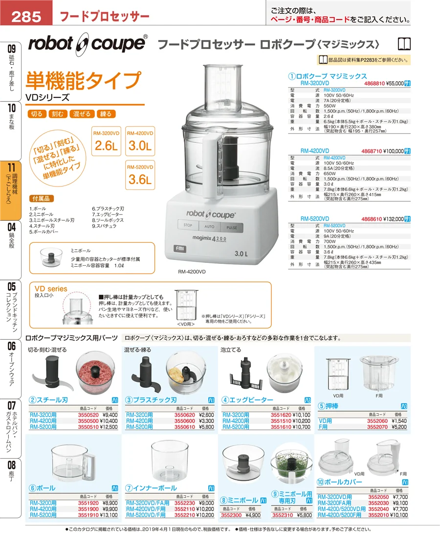 調理機械（下ごしらえ） ページ285