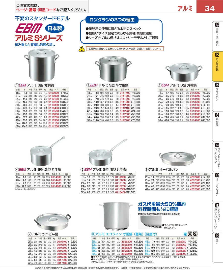 ガス専用鍋 ページ34