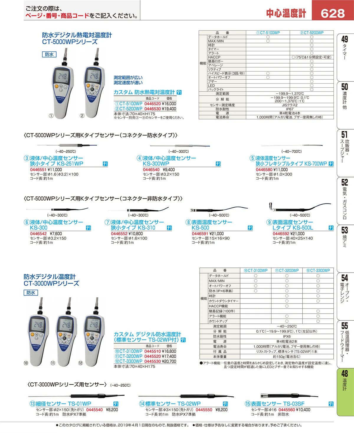 EBM業務用厨房用品カタログvol.19・ページ番号628・温度計