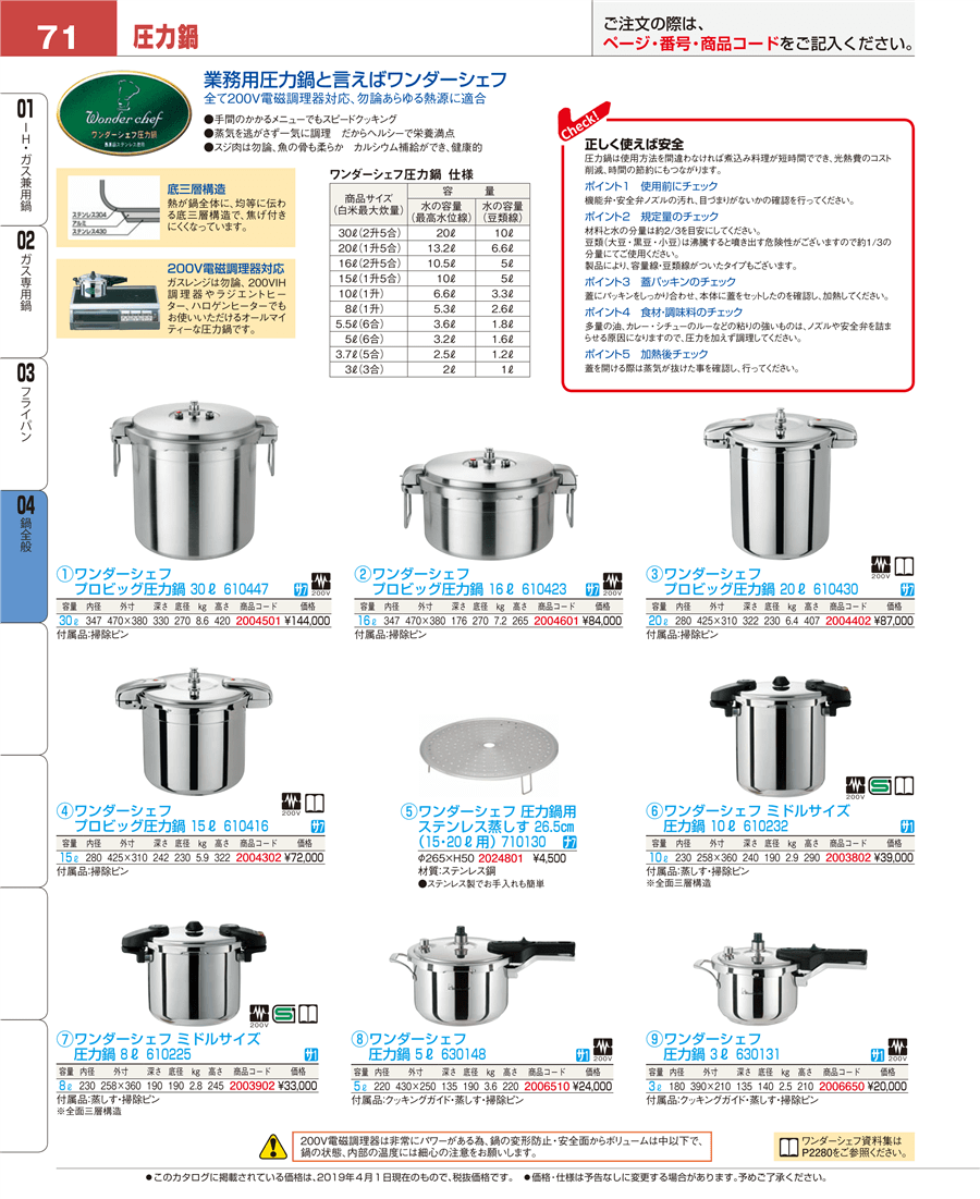 ワンダーシェフ 圧力鍋 30リットル - キッチン/食器