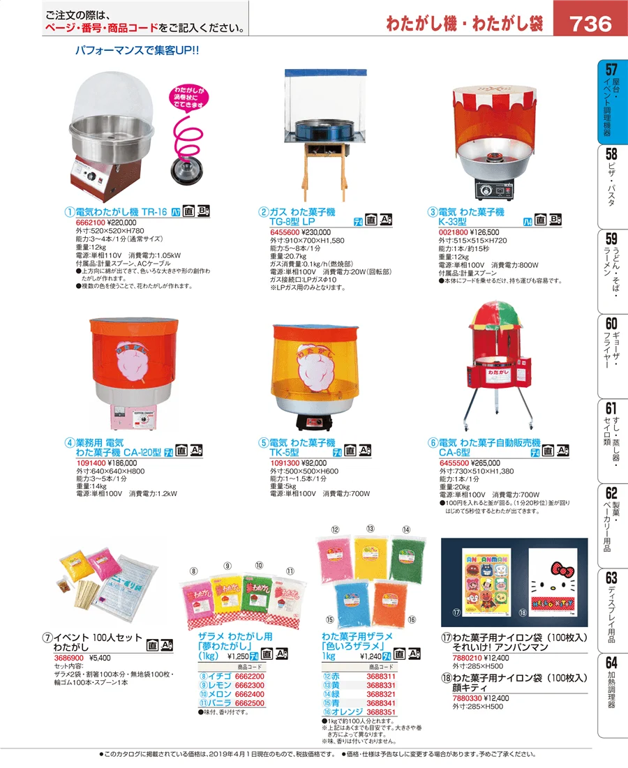 屋台・イベント調理機器 ページ736