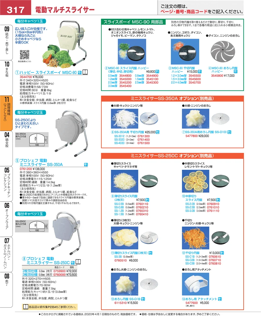調理機械（下ごしらえ） ページ317