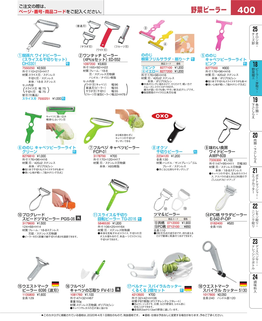 ピーラー・芽取り・野菜細工 ページ400