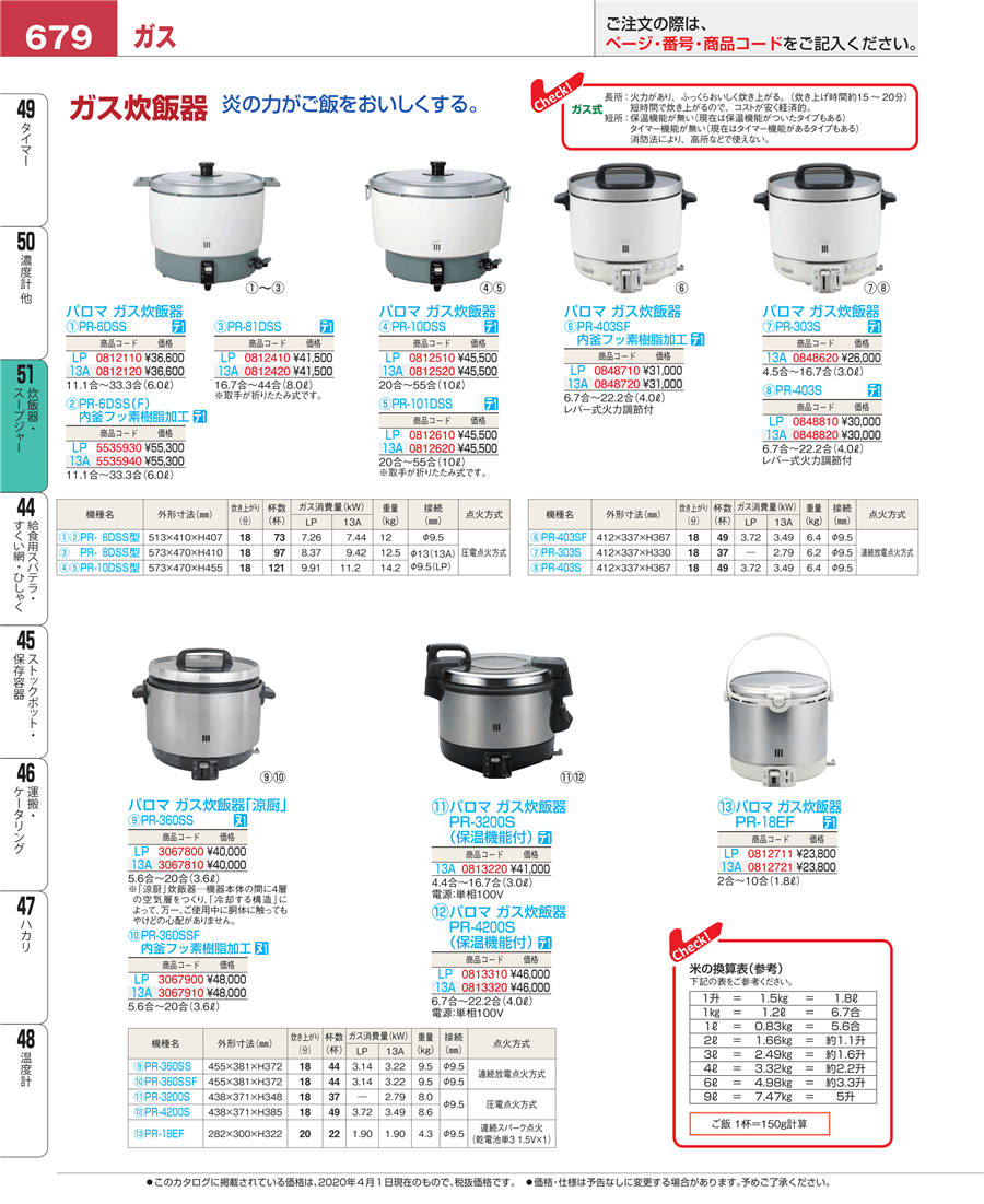 パロマ ガス炊飯器(内釜フッ素樹脂加工)PR-403SF 13A