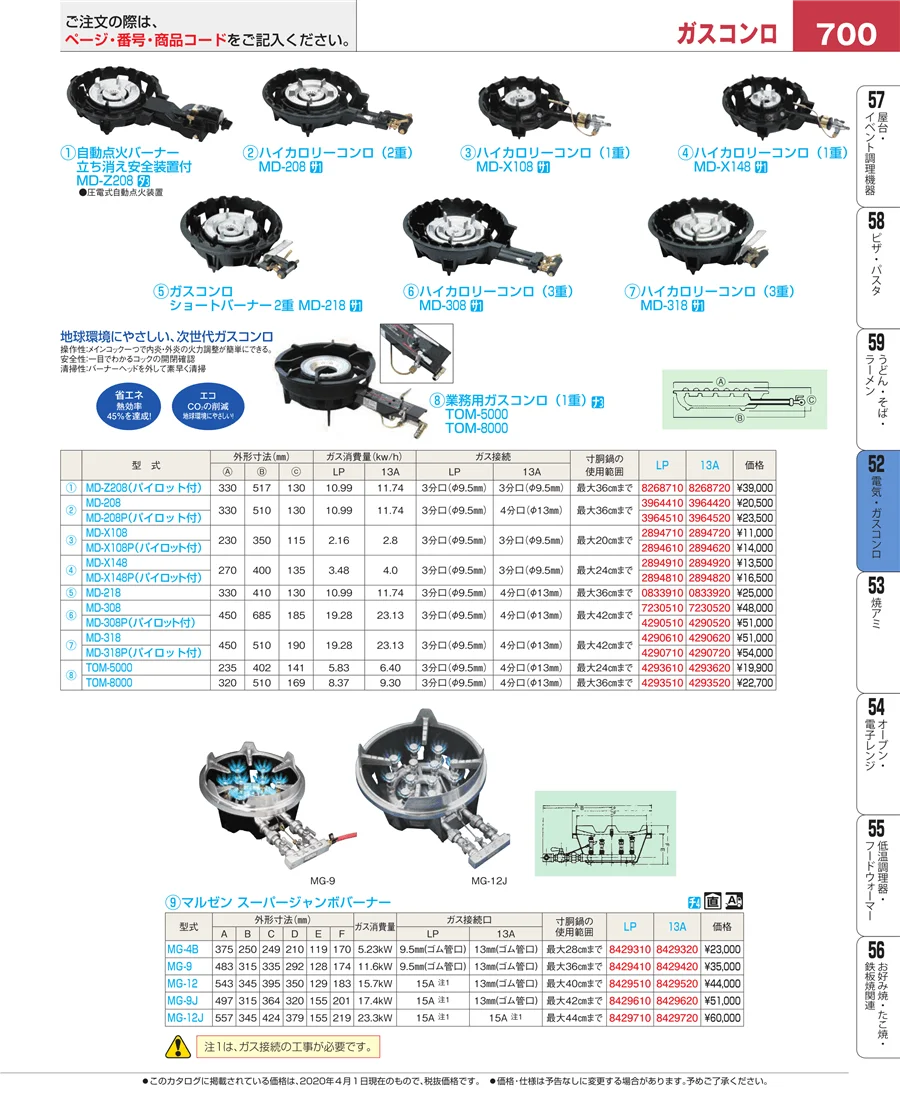 電気・ガスコンロ ページ700