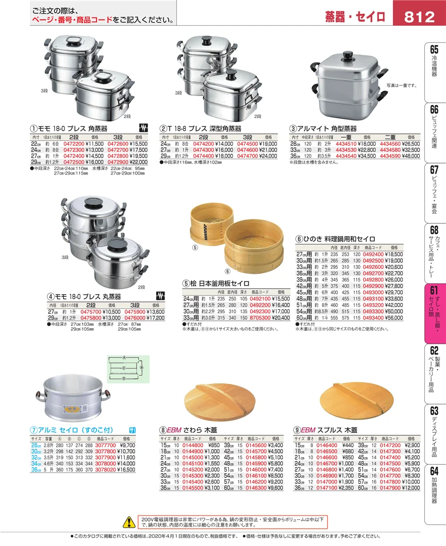 すし・蒸し器・セイロ類 ページ812