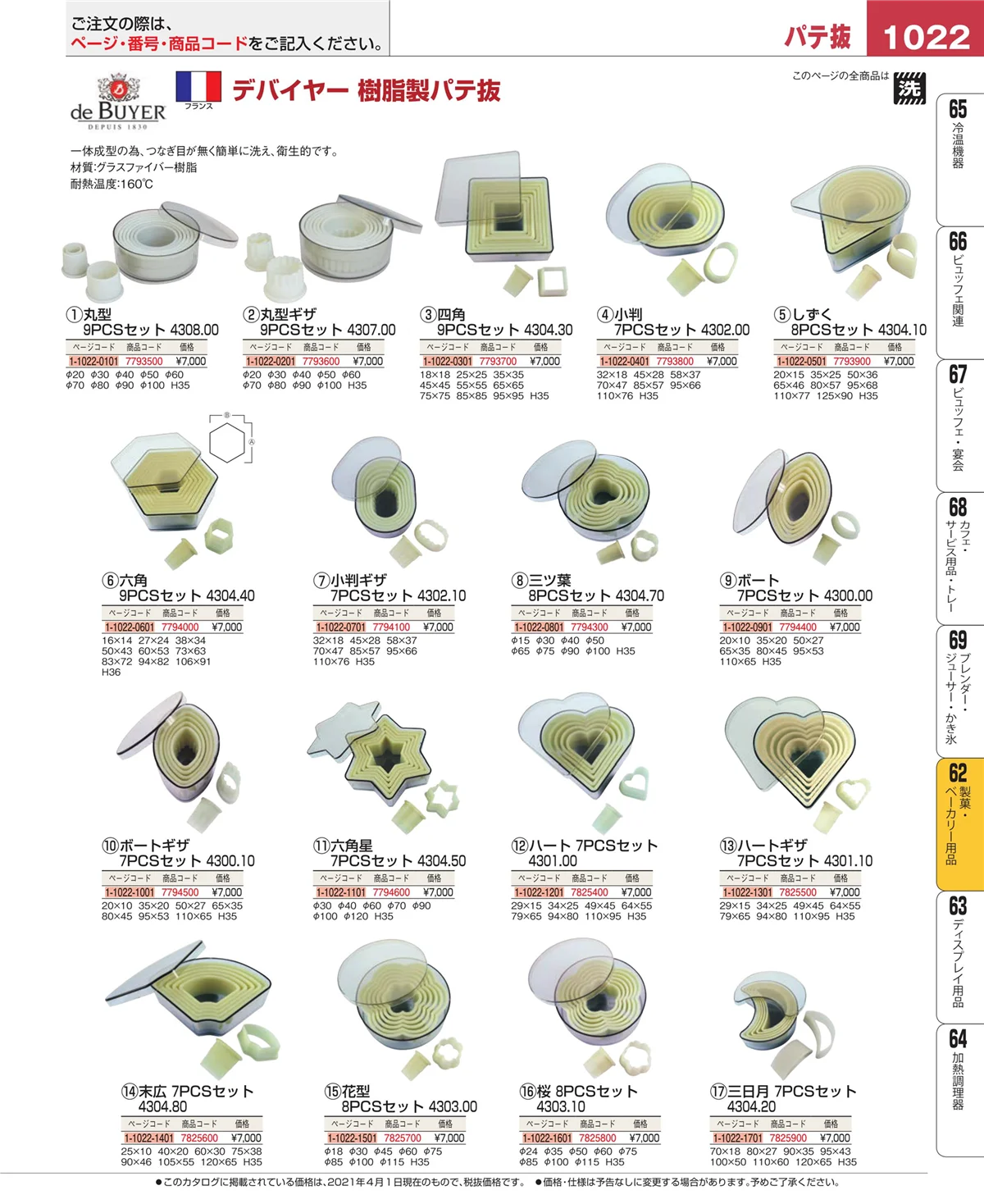 EBM業務用厨房用品カタログvol.21・ページ番号1022・製菓・ベーカリー用品