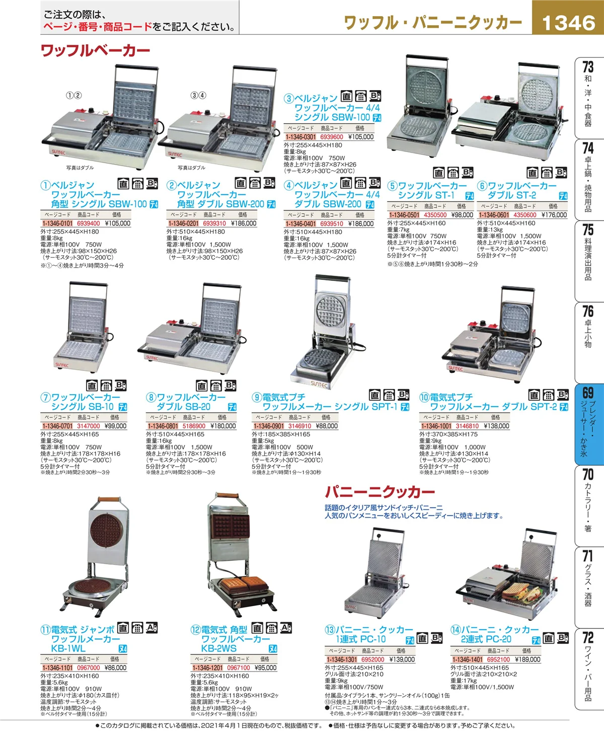 EBM業務用厨房用品カタログvol.21・ページ番号1346・ブレンダー・ジューサー・かき氷