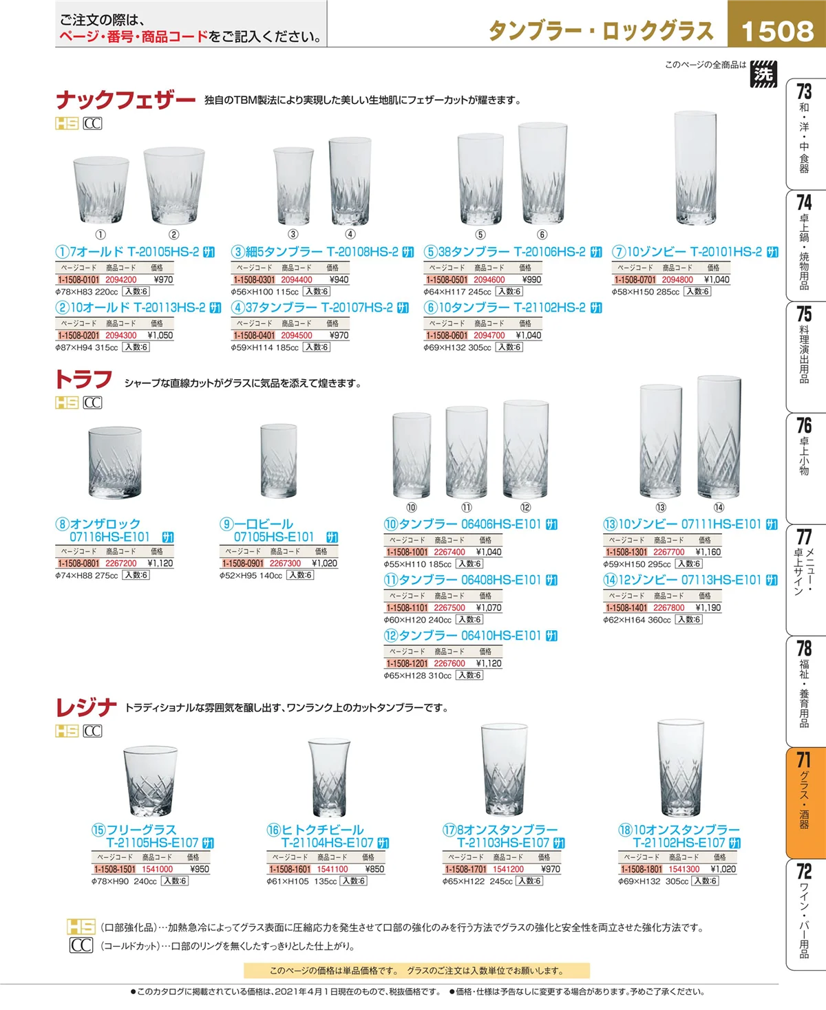 EBM業務用厨房用品カタログvol.21・ページ番号1508・グラス・酒器