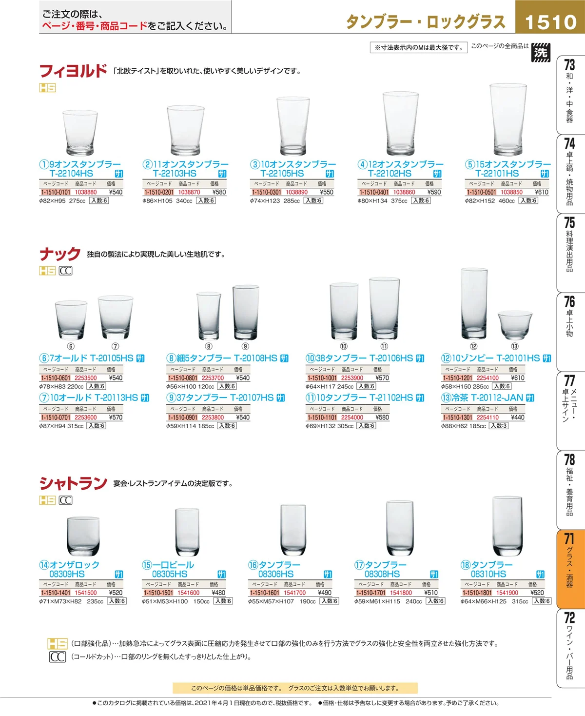 EBM業務用厨房用品カタログvol.21・ページ番号1510・グラス・酒器