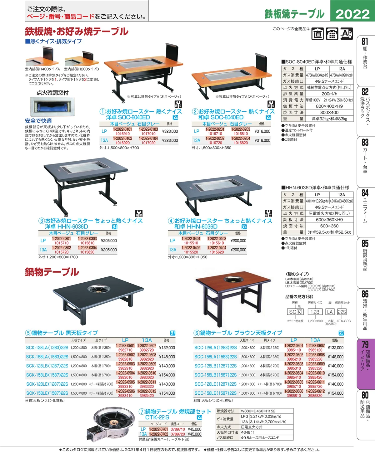 EBM業務用厨房用品カタログvol.21・ページ番号2022・店舗備品・インテリア