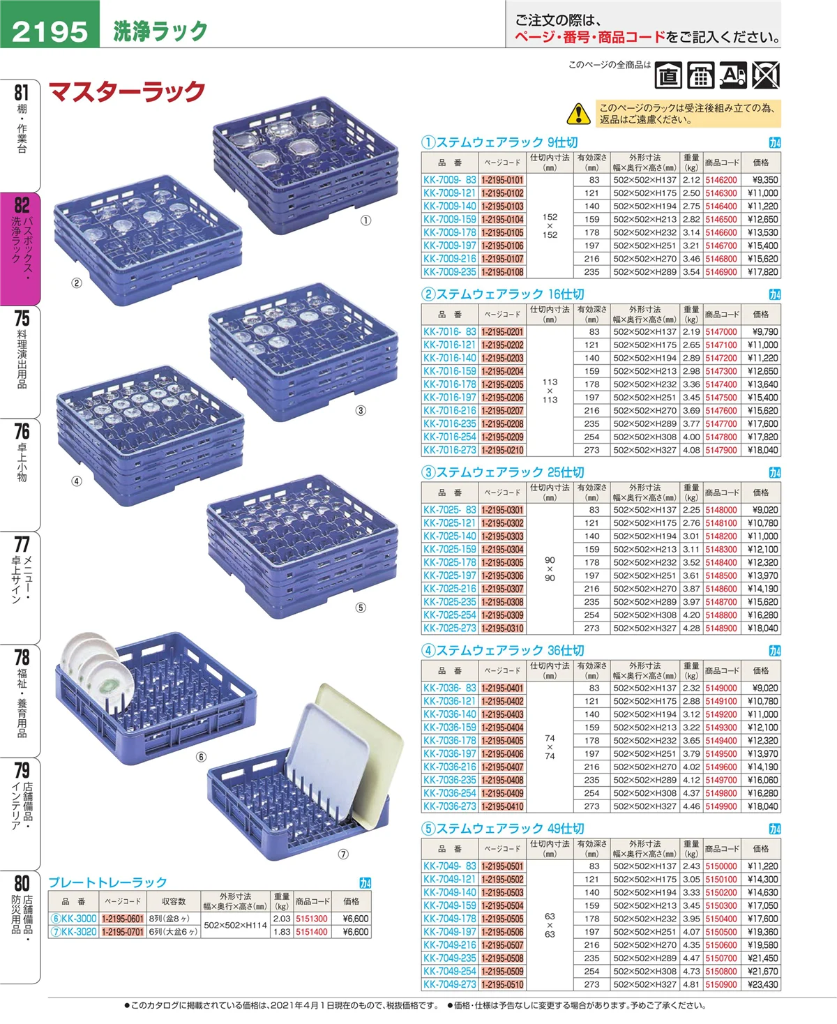 EBM業務用厨房用品カタログvol.21・ページ番号2195・バスボックス・洗浄ラック