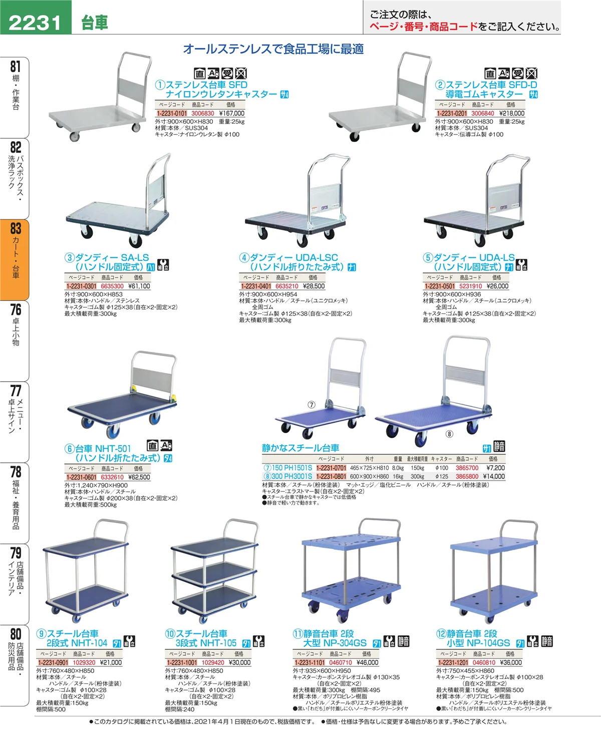 EBM業務用厨房用品カタログvol.21・ページ番号2231・カート・台車