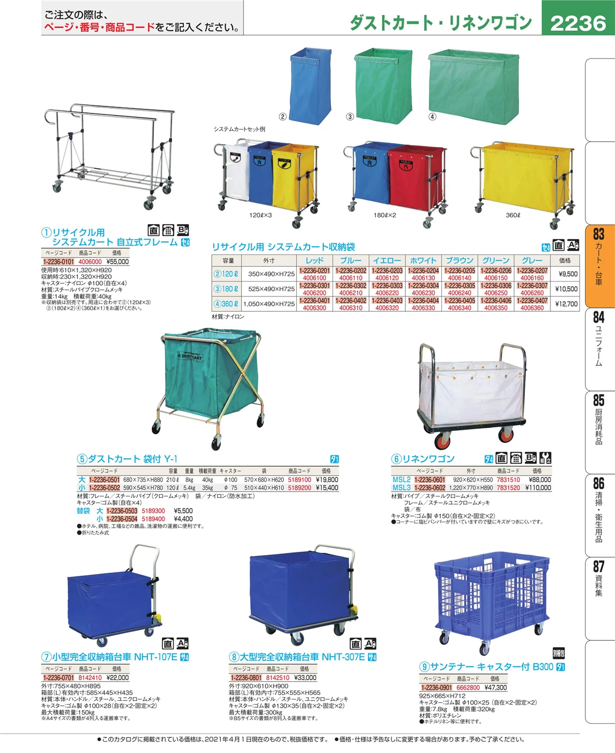 EBM業務用厨房用品カタログvol.21・ページ番号2236・カート・台車