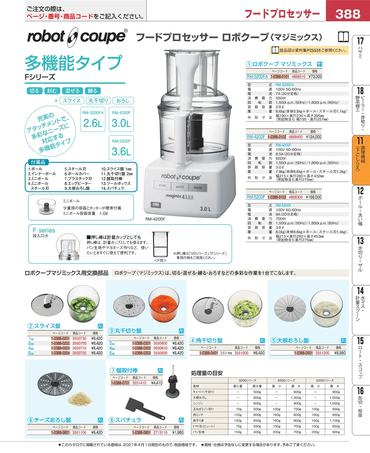 EBM業務用厨房用品カタログvol.21・ページ番号388・調理機械（下ごしらえ）