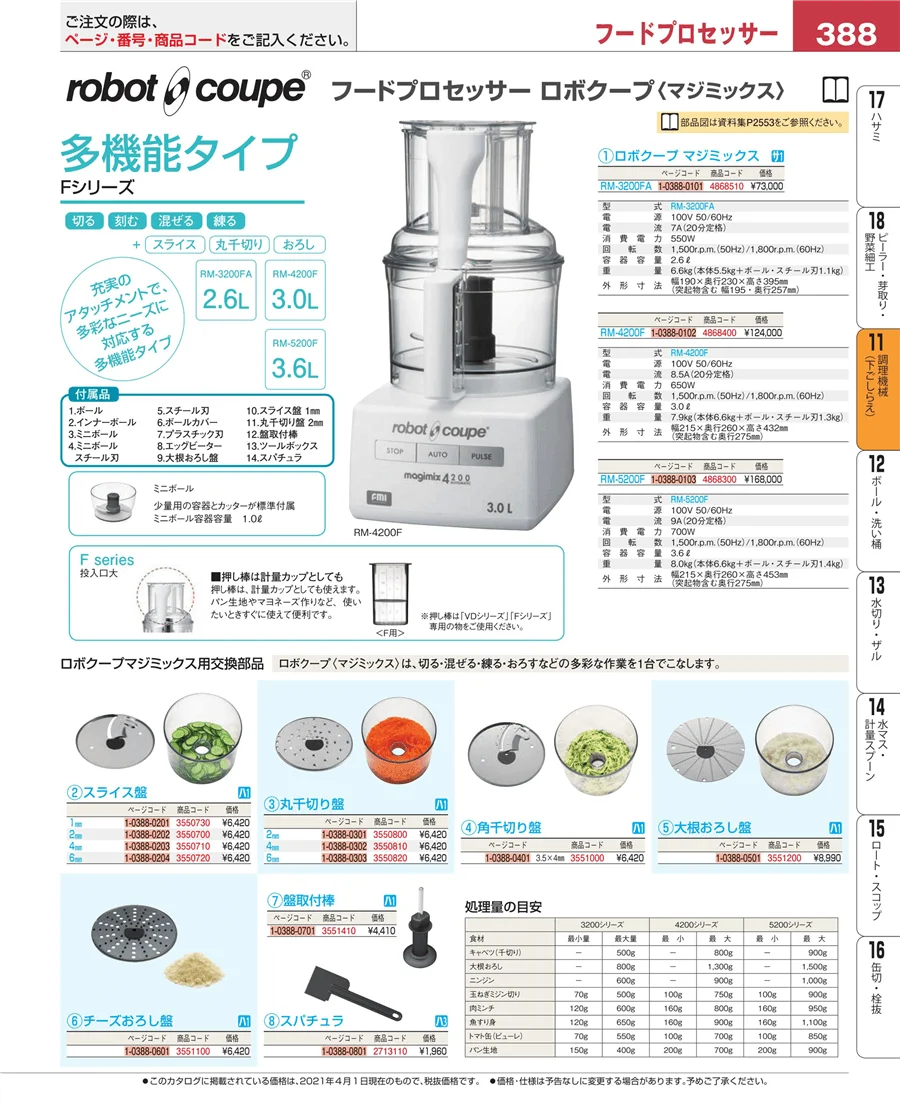 調理機械（下ごしらえ） ページ388