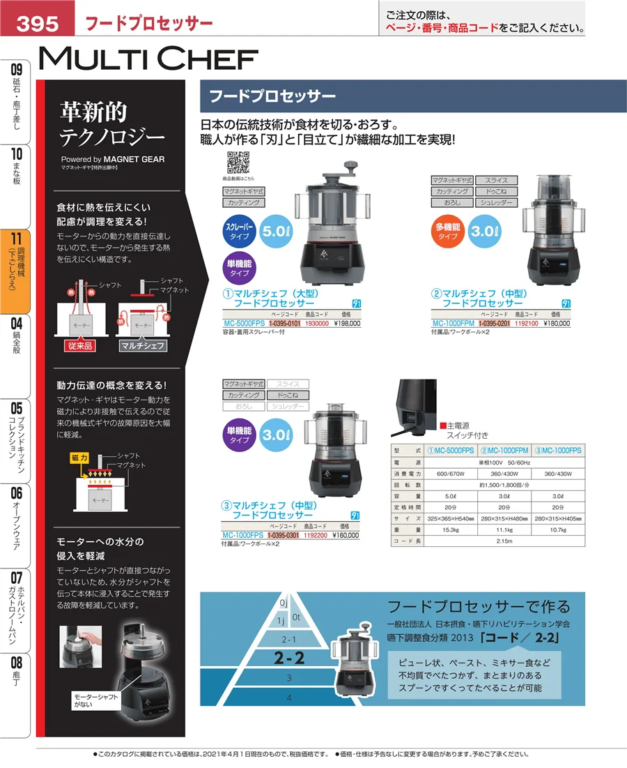 調理機械（下ごしらえ） ページ395