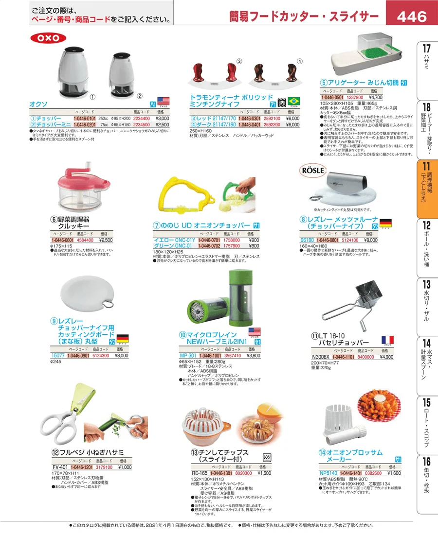 調理機械（下ごしらえ） ページ446
