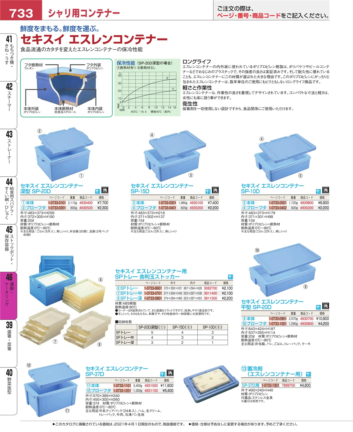 EBM業務用厨房用品カタログvol.21・ページ番号733・運搬・ケータリング