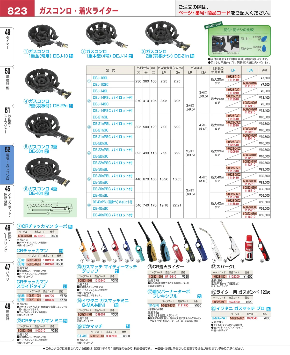 EBM業務用厨房用品カタログvol.21・ページ番号823・電気・ガスコンロ