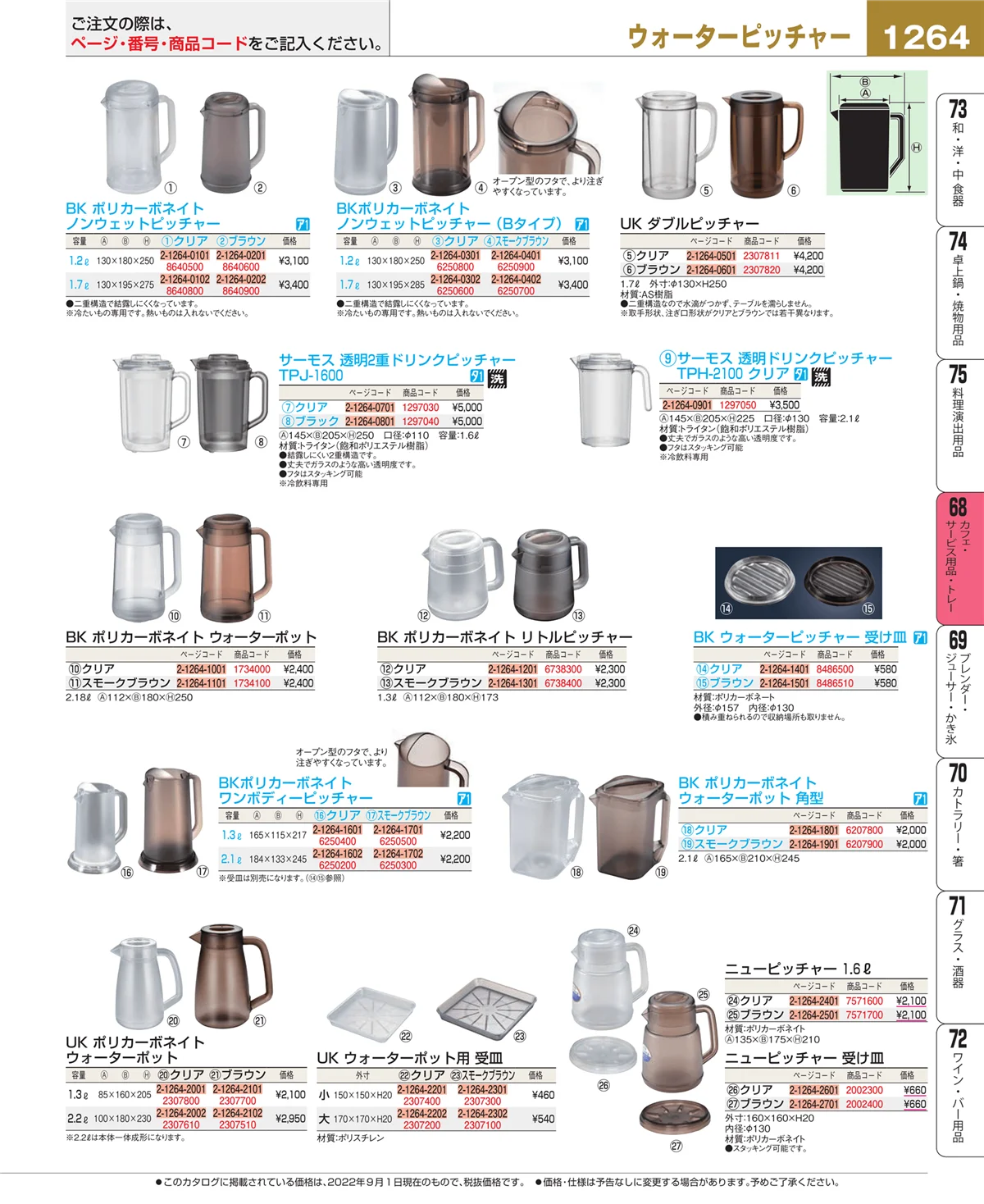EBM業務用厨房用品カタログvol.22・ページ番号1264・カフェ・サービス用品・トレー