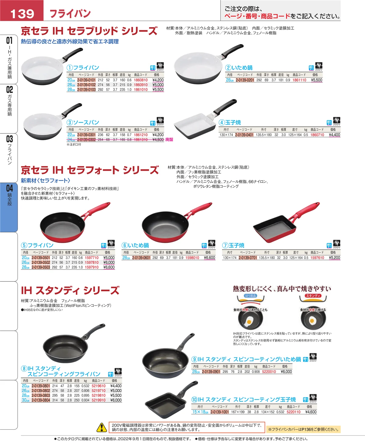 EBM業務用厨房用品カタログvol.22・ページ番号139・鍋全般