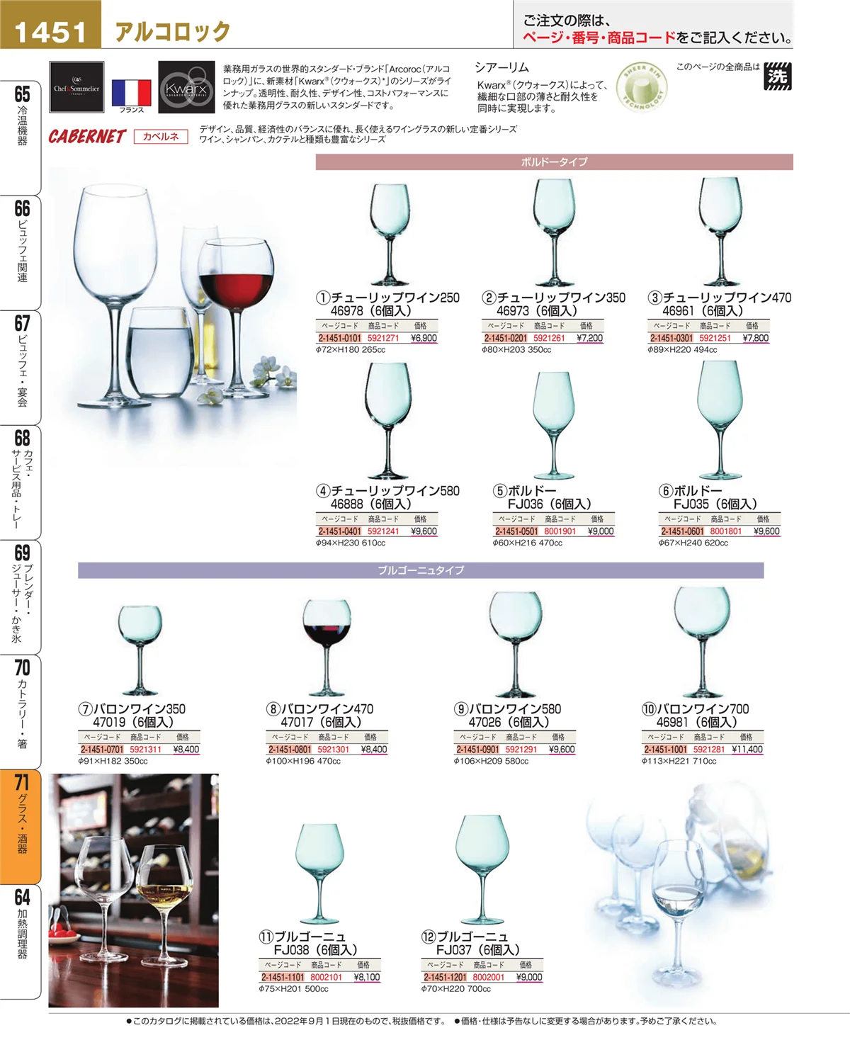 EBM業務用厨房用品カタログvol.22・ページ番号1451・グラス・酒器