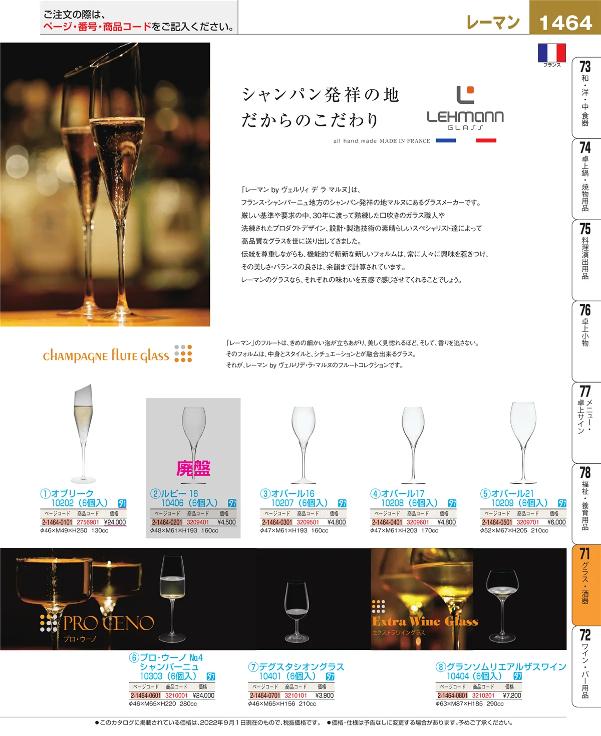 EBM業務用厨房用品カタログvol.22・ページ番号1464・グラス・酒器