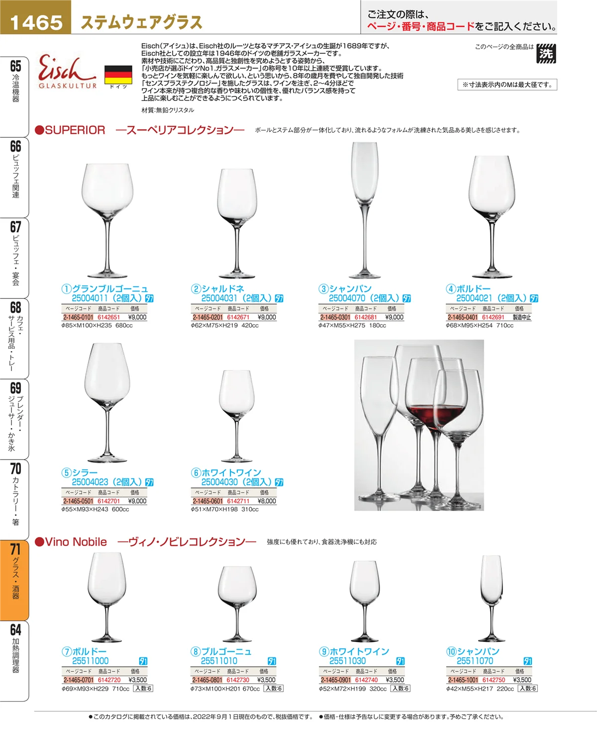 EBM業務用厨房用品カタログvol.22・ページ番号1465・グラス・酒器