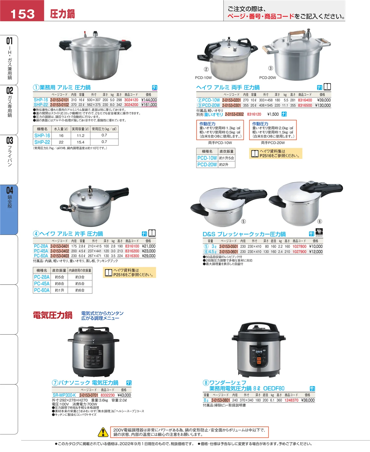EBM業務用厨房用品カタログvol.22・ページ番号153・鍋全般