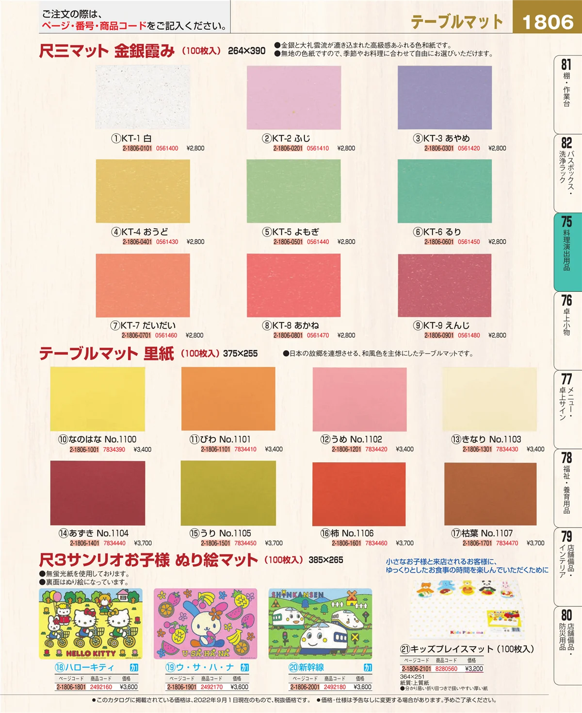 EBM業務用厨房用品カタログvol.22・ページ番号1806・料理演出用品