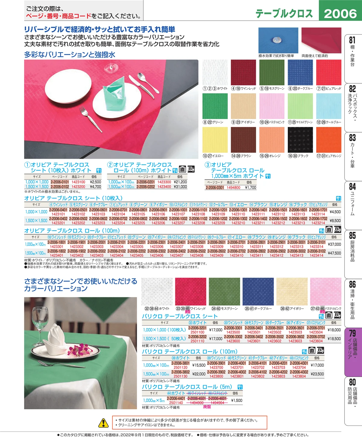 EBM業務用厨房用品カタログvol.22・ページ番号2006・店舗備品・インテリア