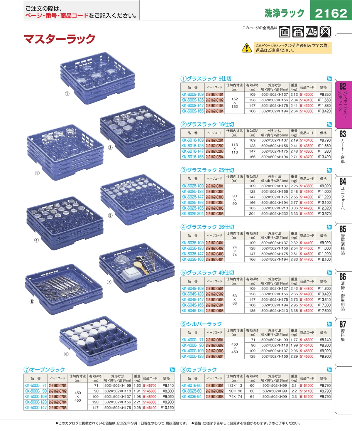 EBM業務用厨房用品カタログvol.22・ページ番号2162・バスボックス・洗浄ラック