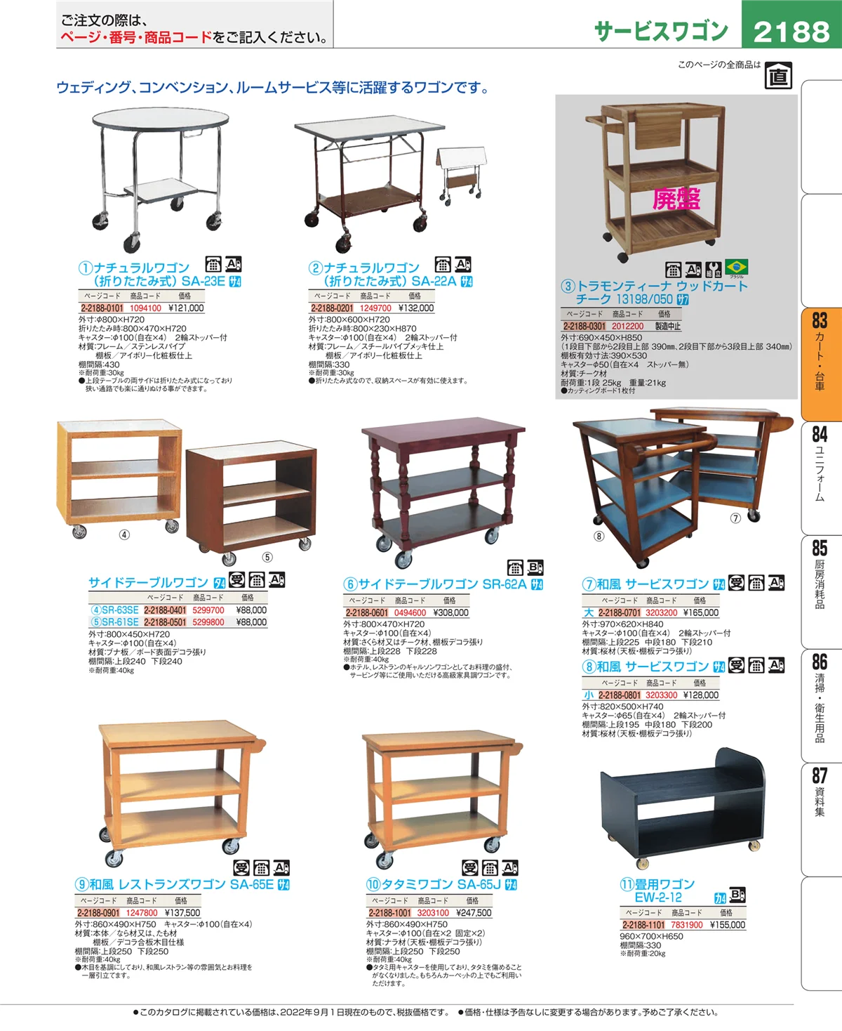 EBM業務用厨房用品カタログvol.22・ページ番号2188・カート・台車