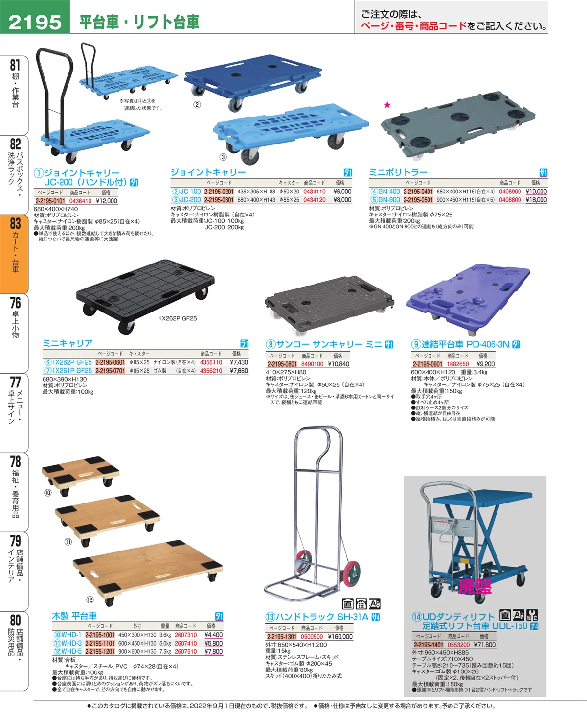 EBM業務用厨房用品カタログvol.22・ページ番号2195・カート・台車