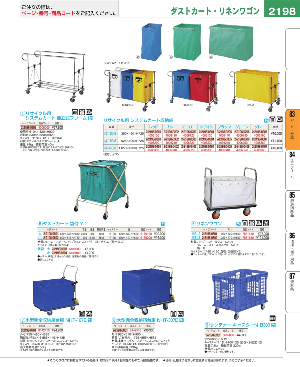 EBM業務用厨房用品カタログvol.22・ページ番号2198・カート・台車