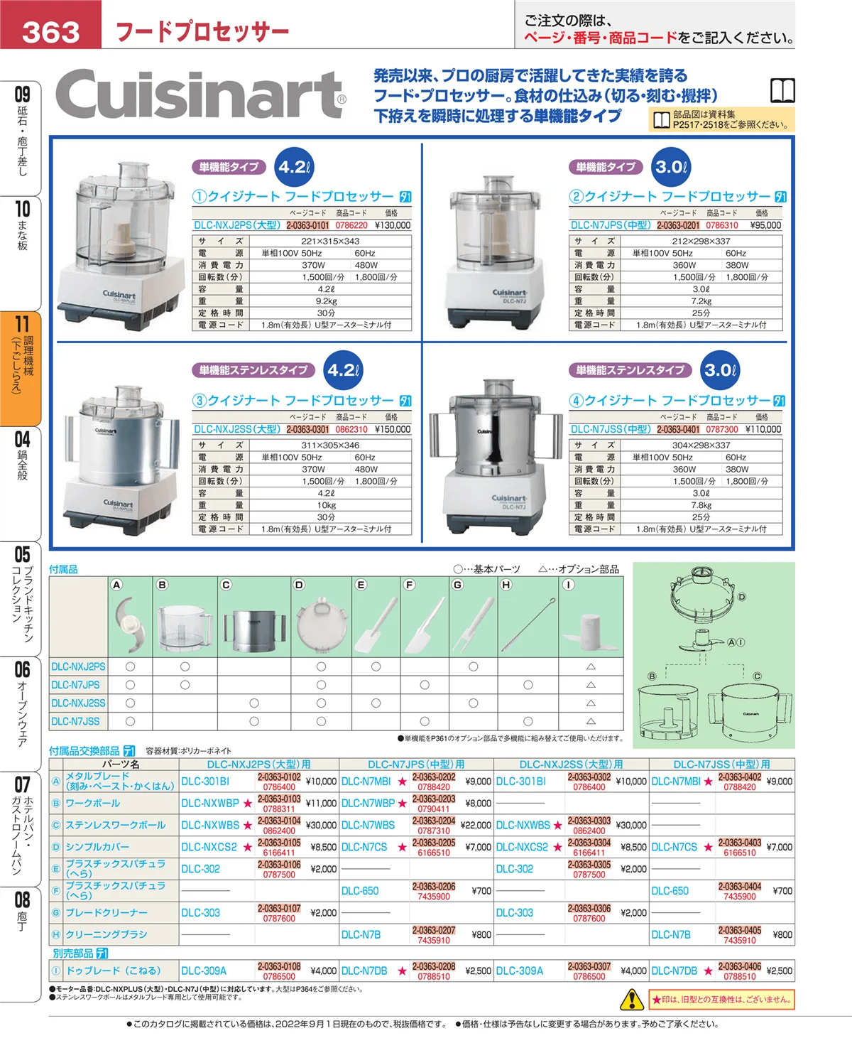 EBM業務用厨房用品カタログvol.22・ページ番号363・調理機械（下ごしらえ）