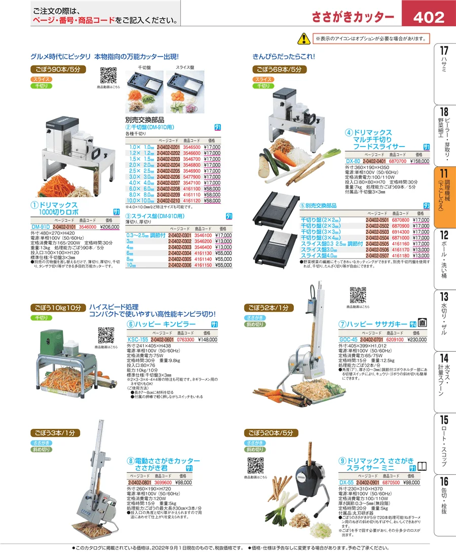 調理機械（下ごしらえ） ページ402